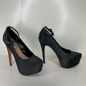 H by Halston Hilary black rhinestone heels size 8.5